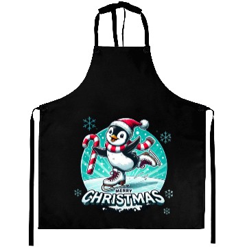Discover Penguin Ice Skating Christmas Fun Aprons