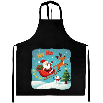 Discover Santa Clause waving " HO-HO" Aprons