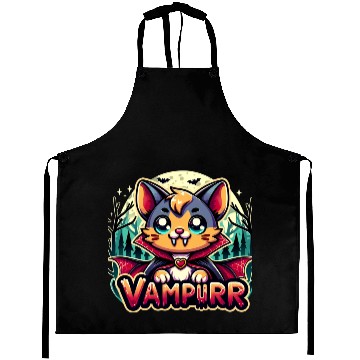 Discover Cute Vampire Cat Halloween Design Aprons
