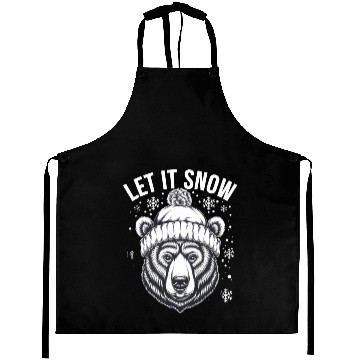 Discover Let It Snow Bear Aprons, Winter Bear Graphic Aprons,