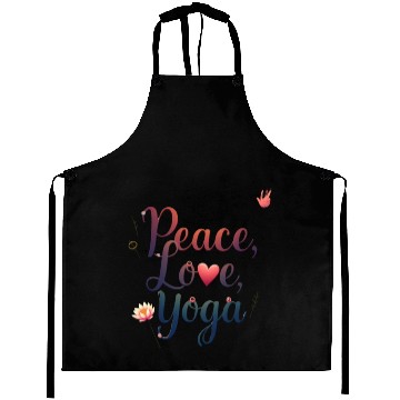 Discover Peace Love Yoga Inspirational Design Aprons