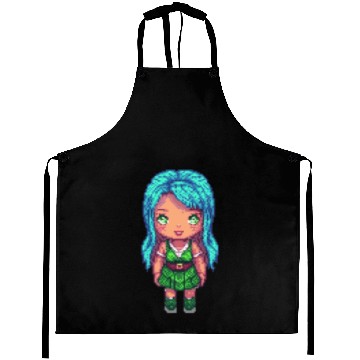 Discover Mystic Emerald Sprite - Pixel Art Design Aprons