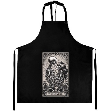 Discover Vintage Gothic Skeleton Couple Tarot Card Aprons