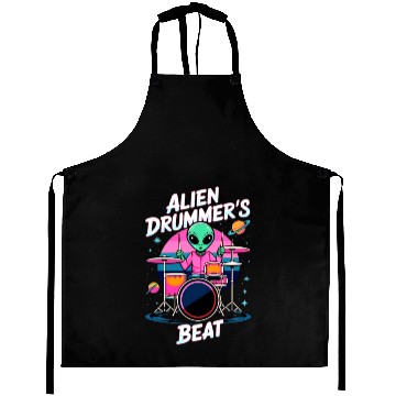 Discover Alien Drummer's Beat Aprons - Funky Alien Graphic