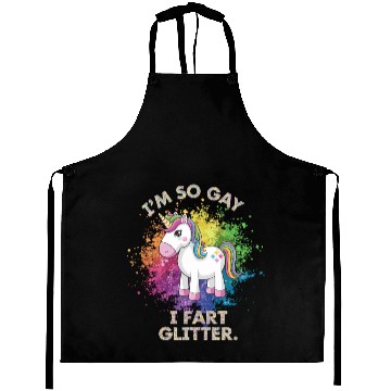 Discover Funny Gay Pride Unicorn Fart Gift for Men Aprons