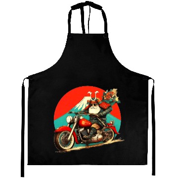 Discover Santa Samurai Riding Motorcycle Graphic Aprons