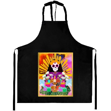 Discover Rainbow Butterfly Santa Muerte Aprons
