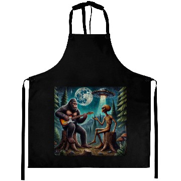 Discover Alien Bigfoot Guitar Sasquatch Present For Kids Aprons