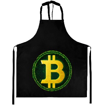 Discover Glowing Matrix-Inspired Bitcoin Symbol Aprons