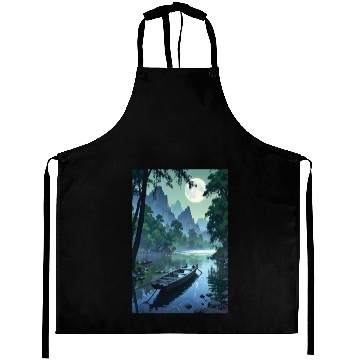 Discover Tranquil River: A Timeless Landscape poster Aprons