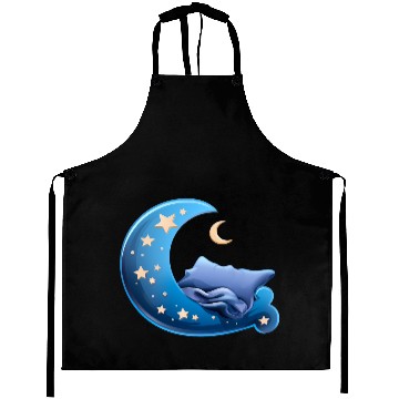 Discover Cartoon Sleep Icon Moon and Bed for Sleep Aprons