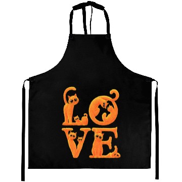 Discover Love Cat Orange Aprons