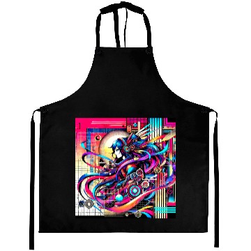 Discover "Cyberpunk Anime Vibes" Aprons