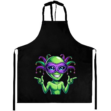 Discover Mardi Gras Alien Cartoon Veggie Fun Aprons