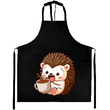 Discover Hedgehog Caffeine Comic funny shocked hedgehog Aprons