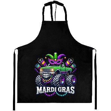 Discover Mardi Gras Monster Truck Design Aprons