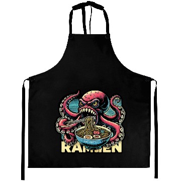 Discover monster octopus eat ramen lover Aprons