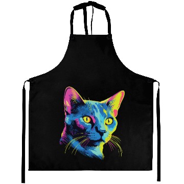 Discover Cat Watercolor Colorful Russian Blue Aprons