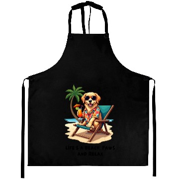 Discover Golden Retriever Beach Vibes Aprons