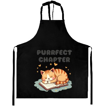 Discover Purrfect Chapter - Cat and Book Lover Design Aprons