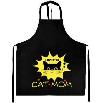 Discover I identify as CAT MOM black cat novelty graphic Aprons