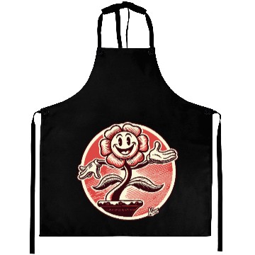 Discover Funny Retro Cartoon Flower Aprons