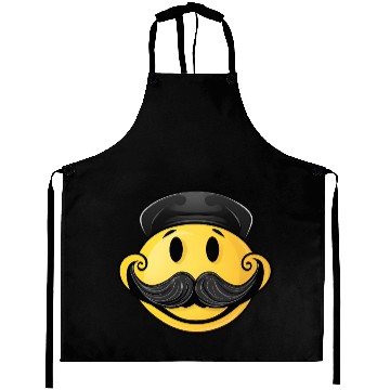 Discover Happy face with mustache Aprons