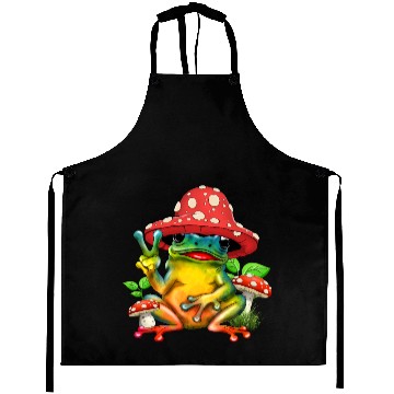 Discover Cottagecore Aesthetic Cute Mushroom Hat Frog Lover Aprons