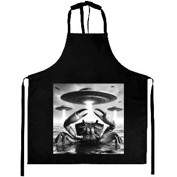 Discover Crab Marine Funny Graphic Selfie with UFOs Weird A Aprons