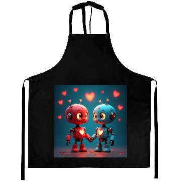 Discover Cute Robot Hearts Aprons