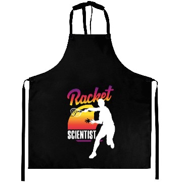 Discover Tennis Racket Scientist Sunset Silhouette Aprons