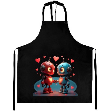 Discover Cute Robot Hearts Aprons