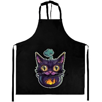 Discover Cat Boiler Cat Witch Halloween Aprons