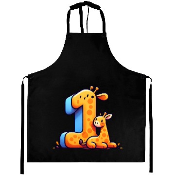 Discover Cheerful Giraffe with Number 1 Design Aprons