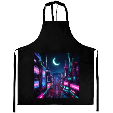 Discover Neon lit city at night Aprons