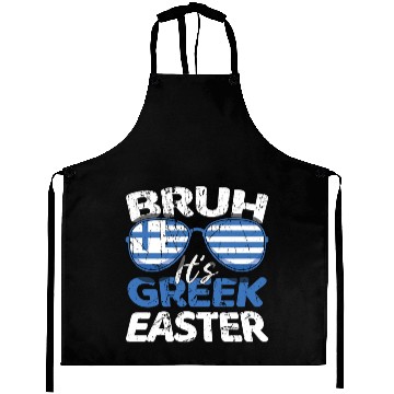 Discover Bruh It's Greek Easter Greece Flag Funny Easter Aprons