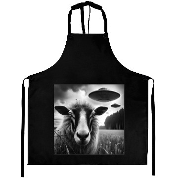 Discover Sheep ram2, lamb Funny Graphic Selfie with UFOs We Aprons