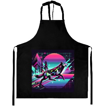 Discover Neon Wolf - Retro Vibes Aprons