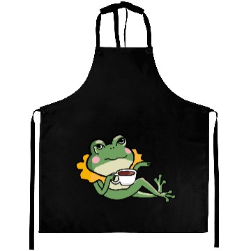 Discover Relaxing Green Frog coffee Lover Aprons - Unique