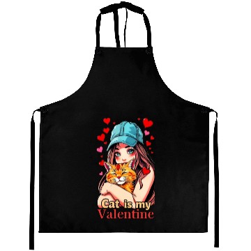 Discover My Cat is My Valentine Aprons