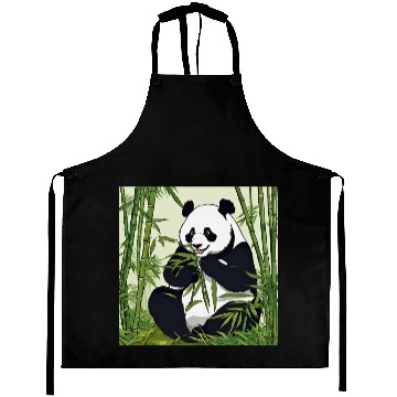 Discover Chill Panda Eating Bamboo Cute Relaxed Design Aprons