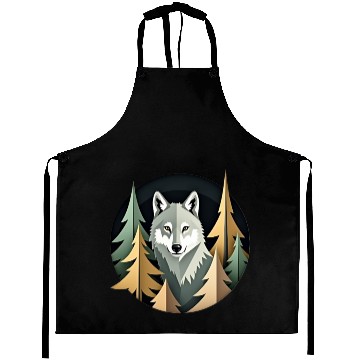 Discover Wolf and Nature Geometric Pattern Aprons