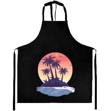 Discover Tropical Island with Palm Trees nature Aprons