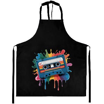 Discover 80s Retro Cassette Splash Classic Cassette Tape Aprons