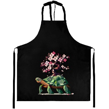 Discover Turtle with blooming cherry blossom bonsai Aprons