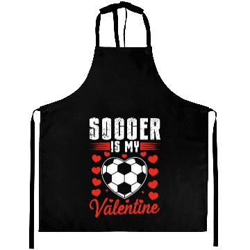 Discover Soccer is my Valentine Aprons