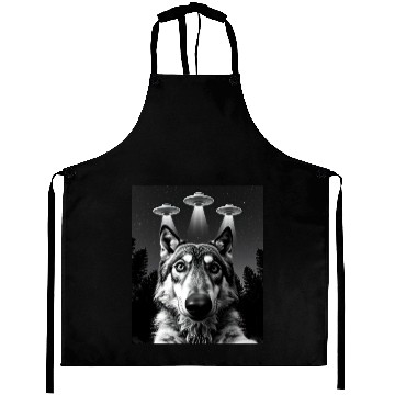 Discover UFO Funny Wolf Aprons