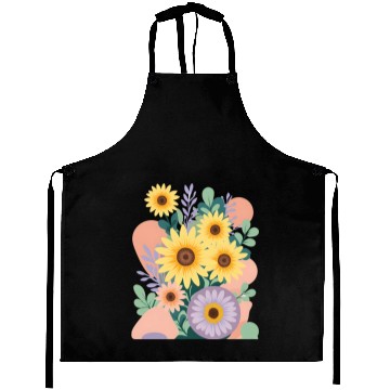 Discover Boho Sunflower Bliss: Vibrant Floral Vector Aprons