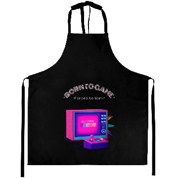 Discover Born to Game Forced to Work Retro Art Aprons