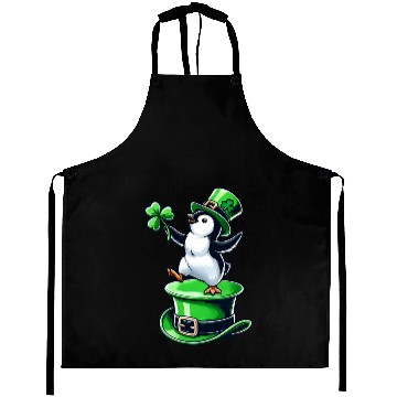 Discover St. Patrick's Day Penguin top hat dancing clover Aprons